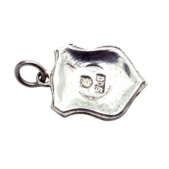 Vintage 800 Silver Oostende Belgium 3 Keys Coat of Arms Enamel Shield Charm - Picture 2 of 3